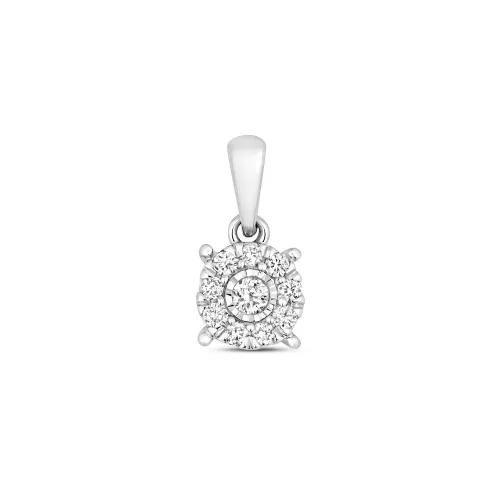 0.10ct Diamond Brilliant Illusion Pendant - 9ct White Gold